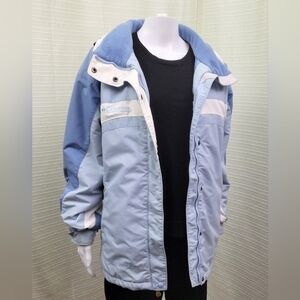 COLUMBIA Winter Shell / Jacket with Hide Away Hood in Blue White (Size L)